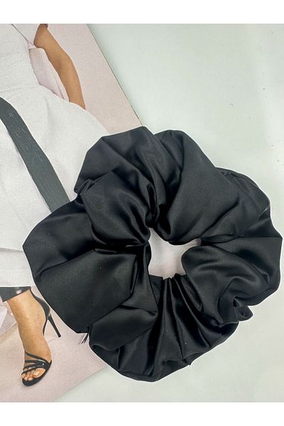 ICON SILK Scrunchie de păr 100% mătase Dimensiune Jumbo (negru)