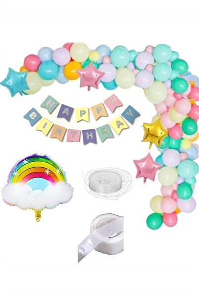 DÜVENCİ TİCARET 50 кульок Macaron + 1 фольгована кулька Cloud з 3 зірками, ве...