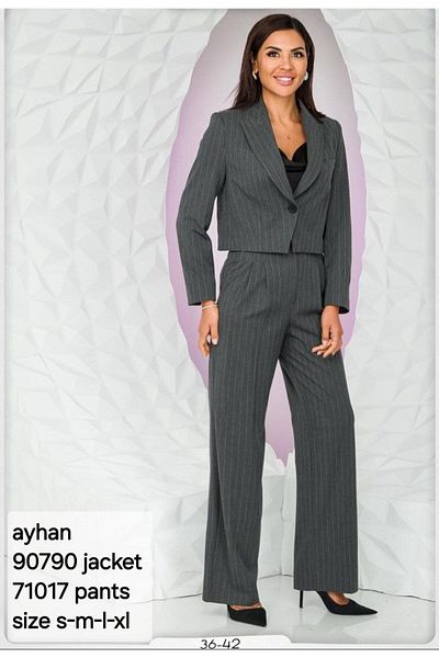 AYHAN Line Detail Jacket-Pants Anthracite Double Set