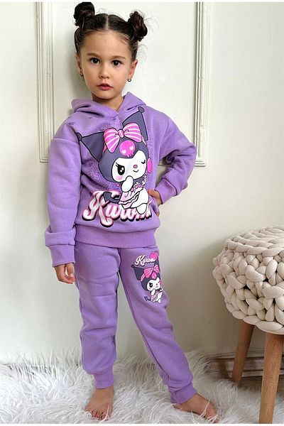 LİLLYPİCCA Girl's Character Patterned Hooded 3-Thread Raster 2-Piece Set