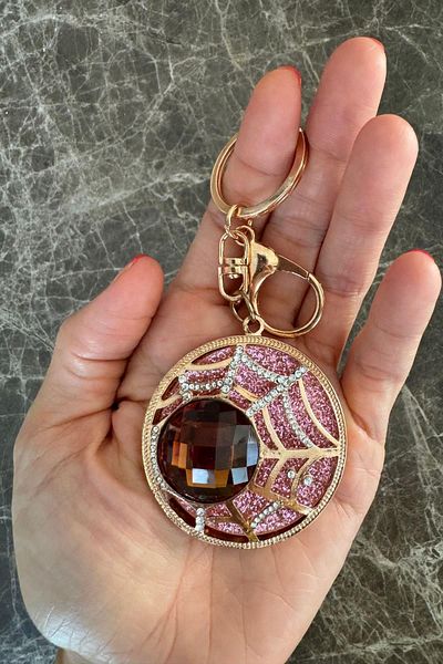 SETABIANCA Crystal Stone Disc Keychain Bag Ornament
