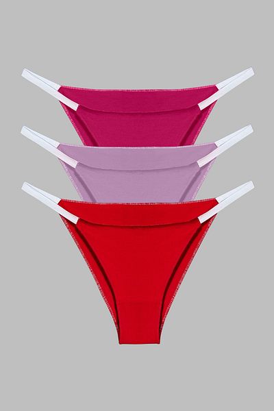 Yohannes Club Women'S, Brazilian String Panties, 3-Piece, Lilac, Pink, Red