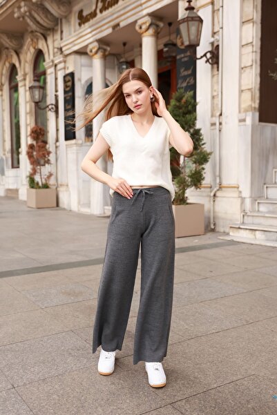 winter club بنطلون نسائي محبوك بجيب مزدوج وقصة عادية