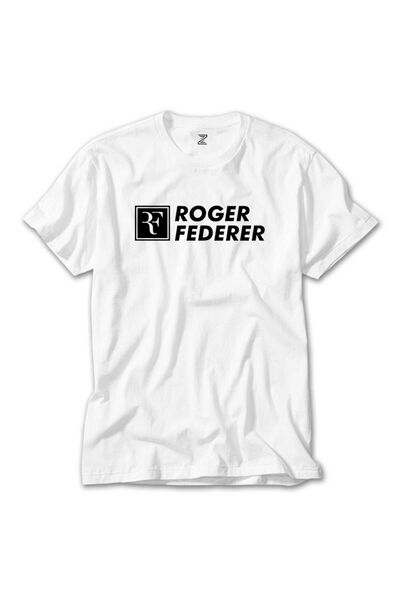 Butik Λευκό μπλουζάκι με κείμενο Roger Federer