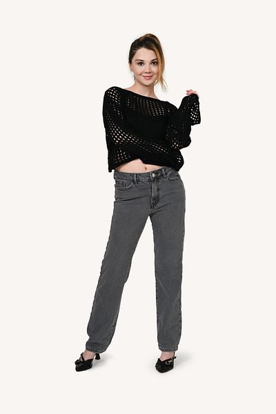 Kutaf Utaf Women's High Waist Slim Fit Gray Jeans - Casual and Stylish Style