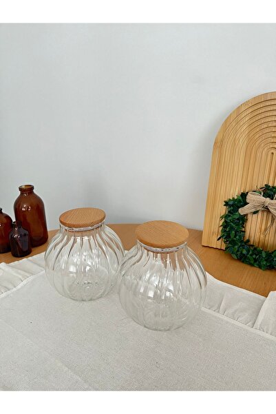 Mirilliahome طقم رف توابل زجاجي بغطاء خشبي