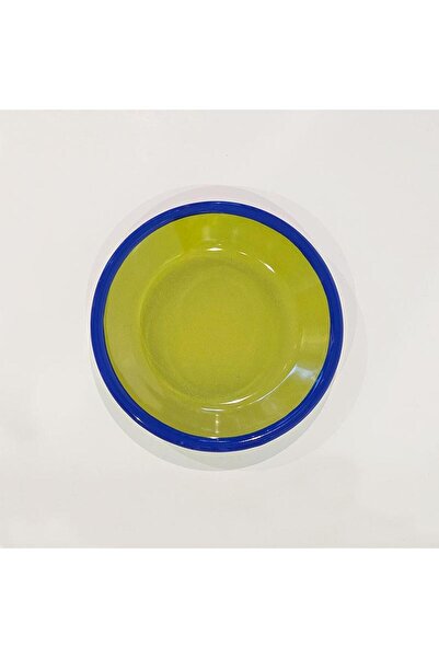 Emayeci Emaye Tabak 12 cm Fıstık Yeşili Kordon Kobalt