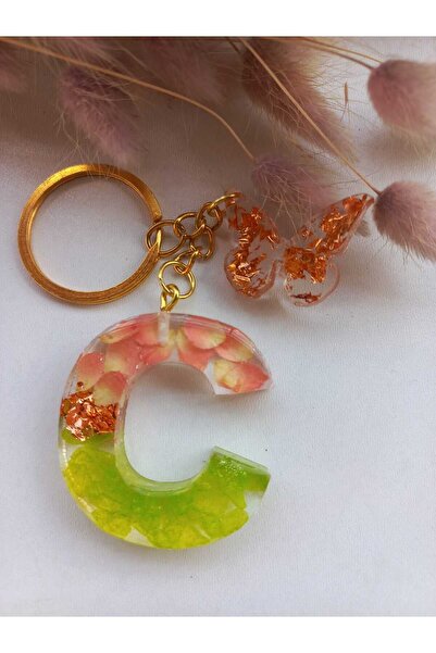 demirbasavm سلسلة مفاتيح مصنوعة يدويًا من الإيبوكسي بحرف C (متوفرة بالكامل)