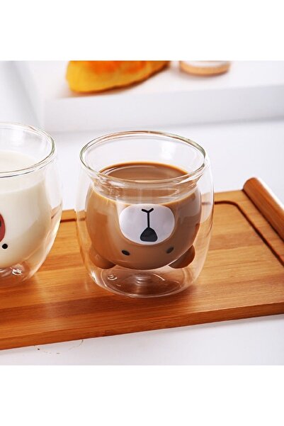 Livava Brown Bear Glass Cup, 9X8