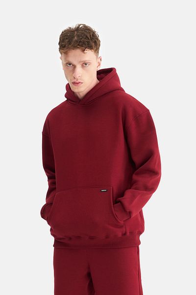Mesfeno Men's Oversize Raised 3 Thread Hooded Sweatshirt with Kangaroo Pocket and Soft Feather Inside