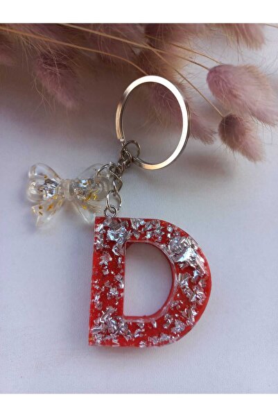 demirbasavm سلسلة مفاتيح مصنوعة يدويًا من الإيبوكسي بحرف D (متوفرة بالكامل)