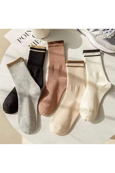 Çorap Kurdu Σετ 5 Unisex Χειμερινές χοντρές πετσέτες κολεγιακές κάλτσες