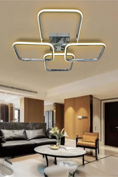 RSCOLLECTIONS 4' lü Kare Plafonyer Led Avize (tavana yapışık) Modern Spor Avize