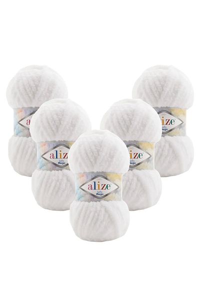 Alize Softy Mega White Yarn pentru tricotat manual - Pachet de 5 (5x100 GR)