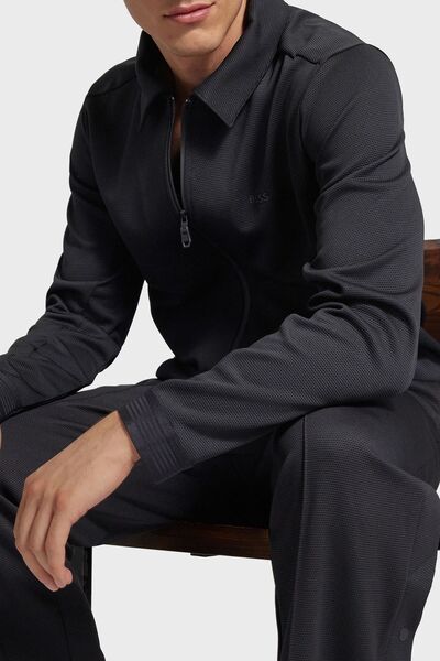 BOSS Yünlü Regular Fit Polo Yaka Fermuarlı Sweat Erkek SWEAT 50518726 001