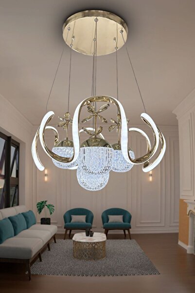 RSCOLLECTIONS Arya XL 4 Top Cam Kristal Top Led Avize