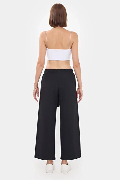 Hiccup Bowknot Foot Striped Trousers with Lace up Detail