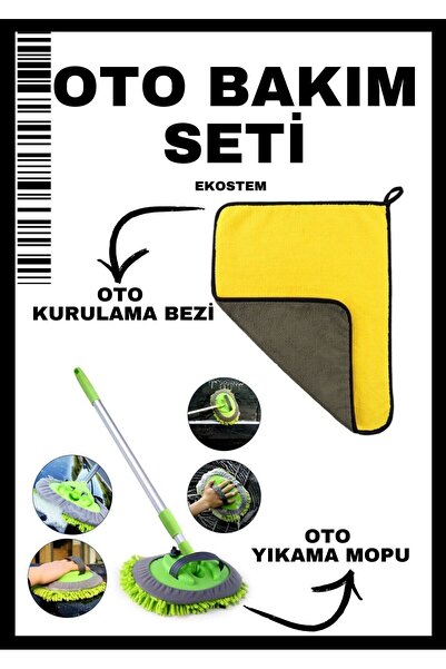 Ekostem Teleskopik Oto Yıkama Mopu + Oto Bezi Seti - Etkili ve Pratik Araç Te...
