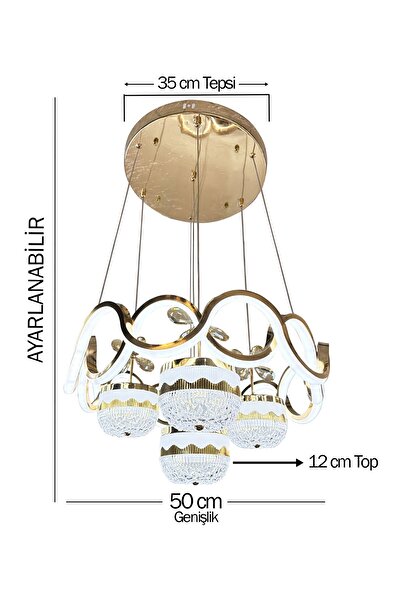 RSCOLLECTIONS Sefa Model Taç Top 4 Toplu İthal Led Avize