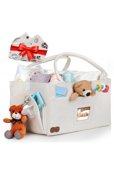 Galanz حقيبة العناية بالأم والطفل - حقيبة من اللباد مع غطاء، منظم حفاضات متعد...