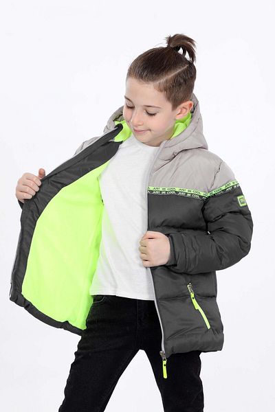 VODENS Boy - Fleece Anthracite Water Repellent Thick Piece Coat