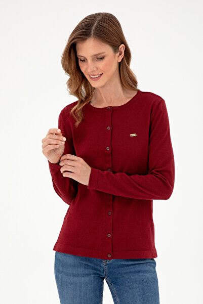 U.S. Polo Assn. Women's Claret Red Basic Knitwear Cardigan 50288996 -Vr014