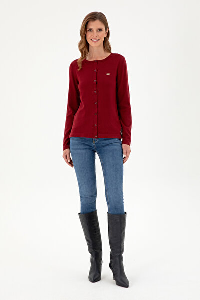 U.S. Polo Assn. Women's Claret Red Basic Knitwear Cardigan 50288996 -Vr014