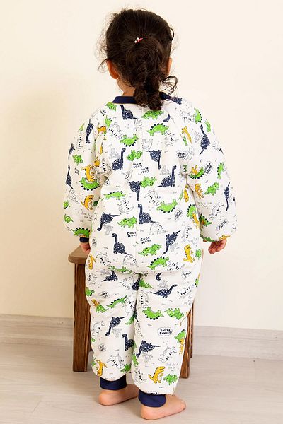 Mika Bebek & Çocuk Navy Blue Piping Dinosaur Patterned Boy's Sleeping Bag