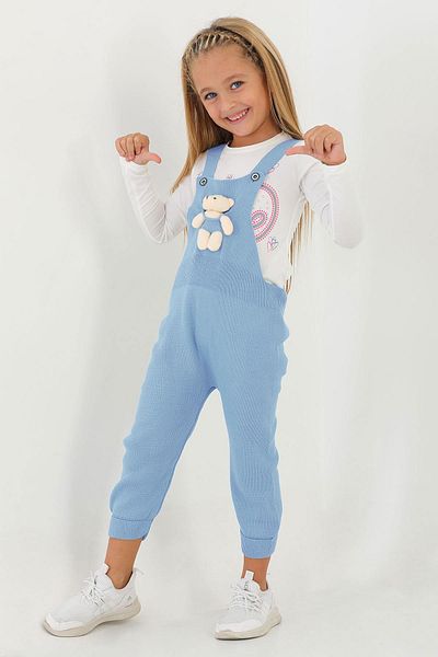 zepkids Baby Blue Colored Slippers with Straps, Buttons and Teddy Bears on the Front