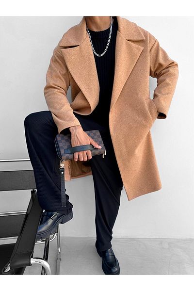 ablukaonline Ανδρικό παλτό Tan Oversize Stash