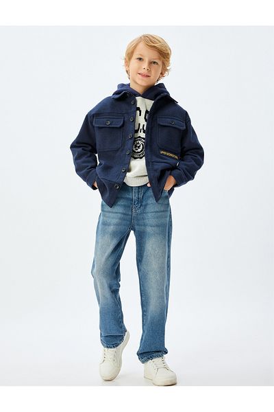 Koton Langärmlige Hemdjacke – Taschendetail mit Klappe, Knopfleiste