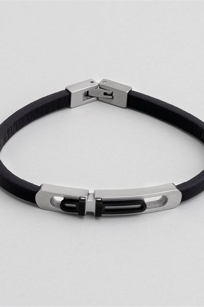 So CHIC... Men's Leather Bracelet - Metal Detailed