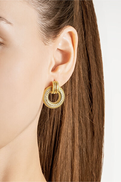 So CHIC... Klasik Tasarım 18 Ayar Sarı Altın Kaplama Gümüş Küpe