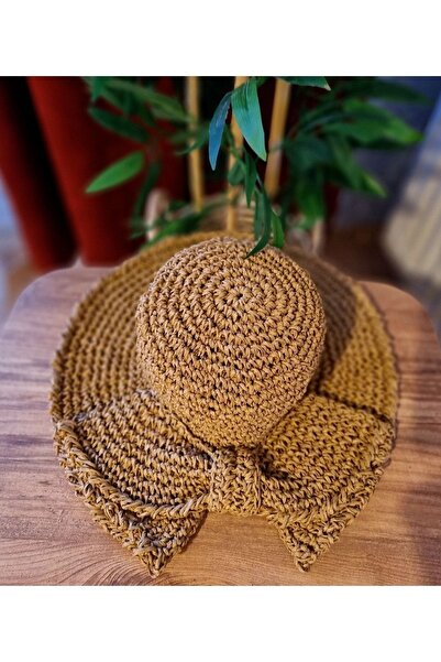 Zuviel Deco Handmade Çocuk Örgü Hasır Şapka, Çocuk Örgü Plaj Şapkası