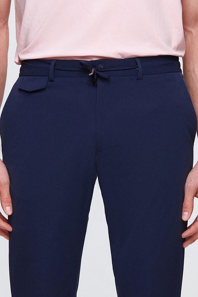 Twn Navy Blue Slim Fit Jogger Pants - Dobby