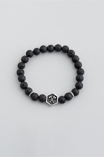 So CHIC... Attila's Blade Silver Lava Stone Adjustable Men's Bracelet