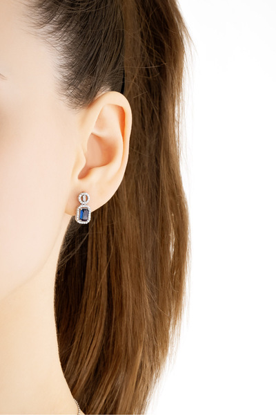 So CHIC... Safir Masalı 18 Ayar Beyaz Altın Kaplama Gümüş Küpe