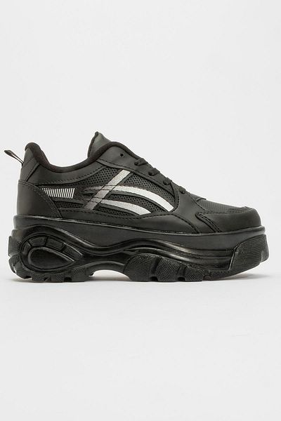 Ccway Black Silver Women's Sneakers - Lace-up
