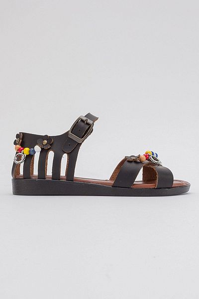Ccway Beaded Women's Sandals Black Skin