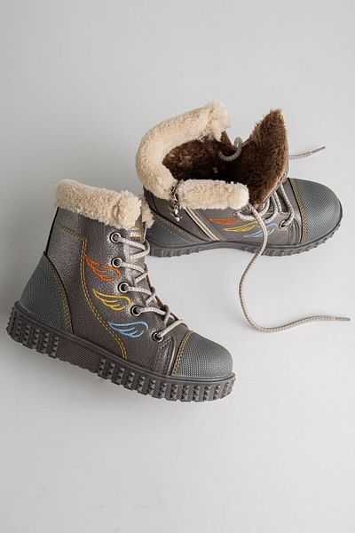 Ccway Παιδικά Μποτάκια Lace-Up 31-35 Platinum
