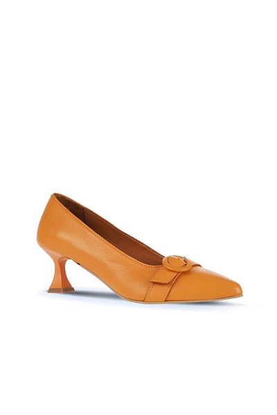 Bueno Shoes Pantofi cu toc de damă din piele portocalie - 01wa1305