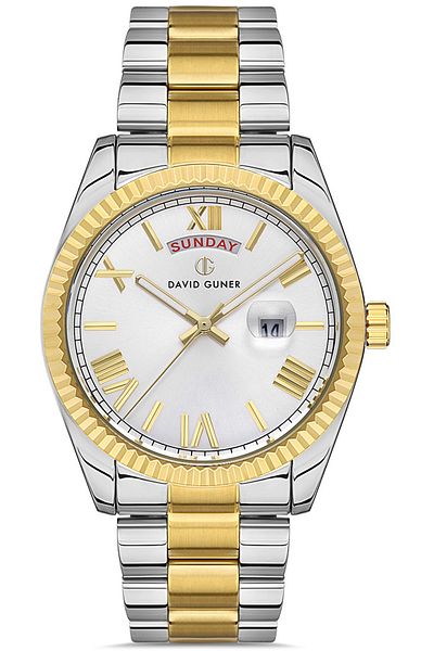 DAVID GUNER White Dial with Yellow White Coating Men's Watch Dg-8329Ga2-D1