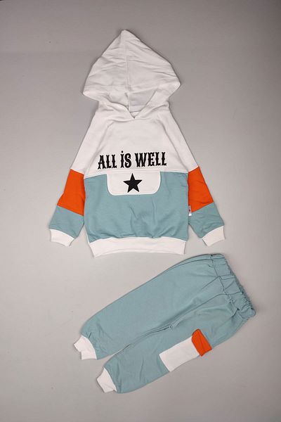 Peki All Is Well Star Set - 5-Piece Cotton Hooded Cargo Pocket, 4-Piece Paid Newborn Set 15215