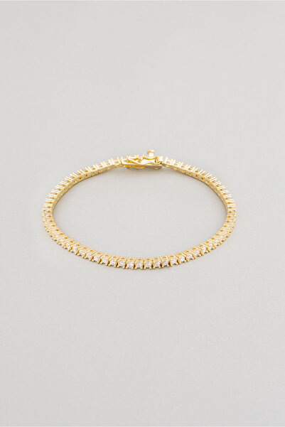 So CHIC... Beyaz Taşlı 18 Ayar Sarı Altın Kaplama Gümüş Su Yolu Bileklik