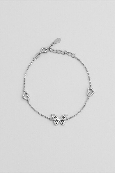 So CHIC... Minik Kelebek 18 Ayar Beyaz Altın Kaplama 19 Cm Gümüş Minimal Bile...