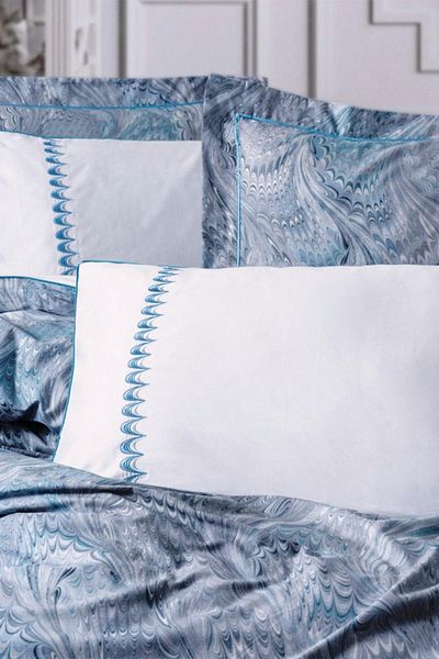 Cotton Box Set cuvertură de pilota dublă din satin Elite Stilla Blue