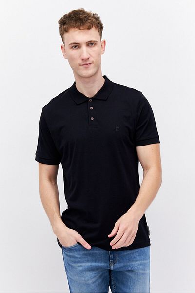 French Connection Men 3 Pack Regular Fit Brand Logo Short Sleeve Polo Shirt, Black