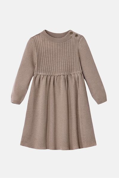 Tchibo Toddlers Girl Long Sleeve Knitted Dress, Taupe