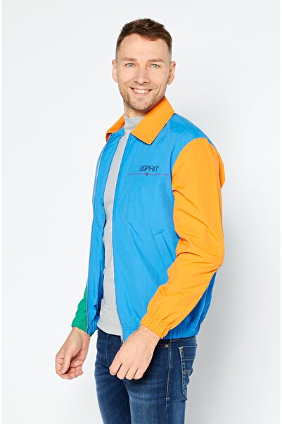 Esprit Men Brand Logo Windbreaker Jacket, Blue