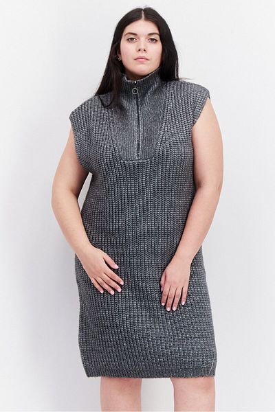 Fire & Glory Women Cable Knit Sweater Dress, Grey